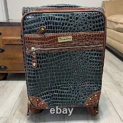 Samantha Brown Luggage 2 Pieces Set Faux Croc Brown Tote And Rolling Suitcase