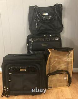 Samantha BrownBlack Croco Embossed Luggage 5-piece Set Black New With Tags
