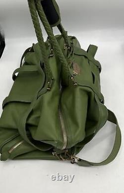 Samsonite Black Label Amalfi Bost Olive Green Leather Duffle Travel Bag set