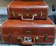 Samsonite Brown Marble Hard Case Faux Leather Luggage Set Of 2 Vintage 4915