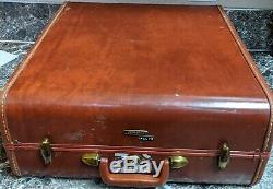Samsonite Brown Marble Hard Case Faux Leather Luggage set of 2 Vintage 4915