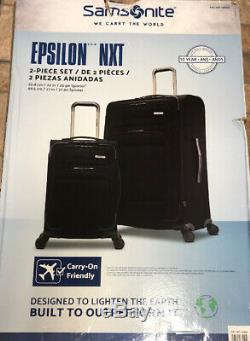 Samsonite Epsilon NXT 2-piece Softside Spinner Luggage Set Black OB MSRP $179