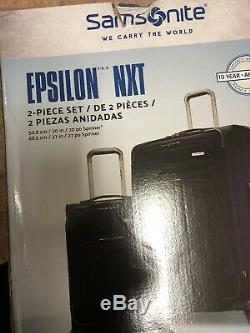 Samsonite Epsilon NXT 2-piece Softside Spinner Luggage Set Black OB MSRP $179