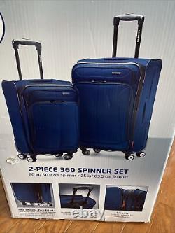 Samsonite SoftSide 2 Piece 360 Spinner Set Navy New (20 and 25# Suitcase)