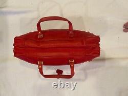 Seeger leather custom red leather vintage set carry on with protective cover