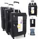 Set Of 3 Stylish Suitcase Lightweight 4 Wheel Trolley Case Travel Luggage Black