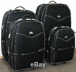 Set Of 4 Suitcases Lightweight Wheel Suitcase Trolley Case Travel Luggage Black