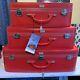 Set Of 3 Matching Vintage Amelia Earhart Red Luggage Set Withkeys Red New Nesting