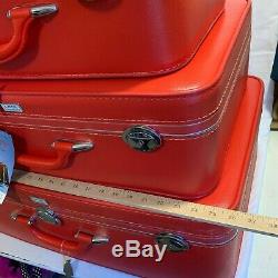 Set of 3 Matching Vintage Amelia Earhart Red Luggage Set WithKeys Red NEW Nesting