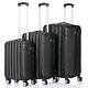 Set Of 3 Suitcases Trolley Wheel Set Lightweight Luggage Travel Cases Black