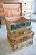 Set Of 4 Vintage Miscellaneous Mid Century Suitcases Travel Luggage Home Decor
