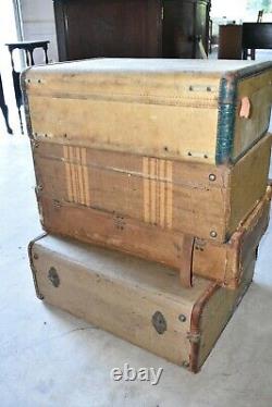 Set of 4 Vintage miscellaneous mid century suitcases travel luggage home decor