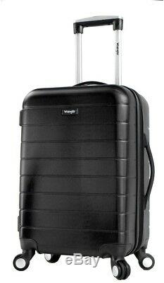 Smart Luggage Set with USB Charging Port and Folding Drink Holder, Black (3-Piece)