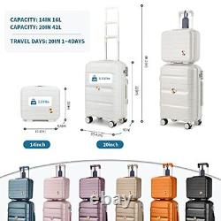 Somago 20IN Carry On Luggage and 14IN Mini Cosmetic Cases Travel Set Hardside