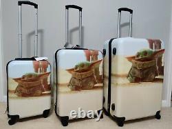 Star Wars Mandalorian Grogu Baby Yoda FUL Hard Rolling Suitcase Luggage 3 pc Set