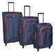 Suitcase 4 Wheel Spinner Soft Travel Luggage With Combination Lock Bag Blue