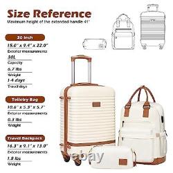 Suitcase Set 3 Piece Luggage Set Carry On Travel 3 piece set (BP/TB/20) White