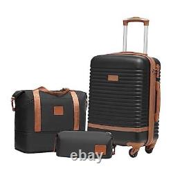 Suitcase Set 3 Piece Luggage Set Carry On Travel 3 piece set (DB/TB/20) Black
