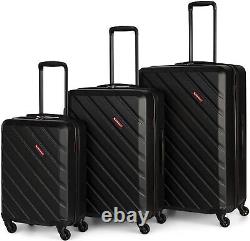 Swiss Mobility AHB Collection 3 Piece Hard Shell Luggage Set Black 20,24,28 NEW