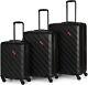 Swiss Mobility Ahb Collection 3 Piece Hard Shell Luggage Set Black 20,24,28 New