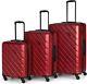 Swiss Mobility Ahb Collection 3 Piece Hard Shell Luggage Set Red 20,24,28 New
