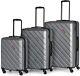 Swiss Mobility Ahb Collection 3 Piece Hard Shell Luggage Set Silver 20,24,28 New