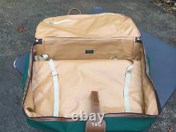 T. Anthony Hard Side Green Canvas & Leather Suitcase Set 5 Pieces