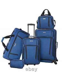 TAG Freehold 5-Piece Softside Spinner Luggage Set DEEP BLUE