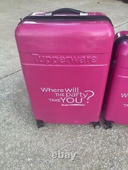 TUPPERWARE Wheeled 3-piece Luggage Set Pink Sales Rep Very Rare Suitcases