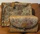 Tapestry & Suede Vintage 2 Piece Luggage & Makeup Bag Set Keythe French Company