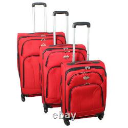 Transworld 3-piece Expandable 360 Degree Spinner Upright Luggage Set Red