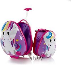 Travel Tots Kids Hardside Wheeled Rolling Luggage and Backpack-2 Pc Set for Kids