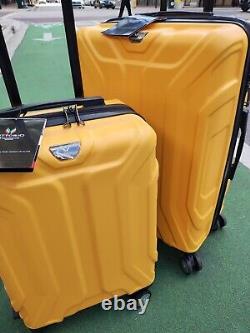 Travel suitcase set 2 Pieces 20 And 25 Yellow Color 8 Wheels Spinner Hard