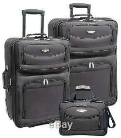 Traveler Choice Amsterdam Gray 3-Piece Expandable Wheel Luggage Suitcase Bag Set