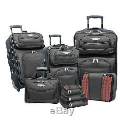 Traveler Choice Gray Amsterdam 8pc Luggage Expandable Suitcase Packing Cubes Set