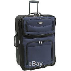Traveler Choice Navy Amsterdam 8pc Wheel Luggage Suitcase Tote Packing Cubes Set
