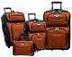 Traveler Choice Orange 4-piece Amsterdam Expandable Rolling Luggage Suitcase Set