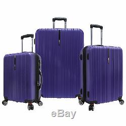 Traveler's Choice 3-Piece Tasmania Purple Pure Polycarbonate Luggage Spinner Set