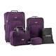 Traveler's Choice Luggage Set 5-pcs Softside Lightweight Accessory Pocket Purple