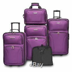 Travelers Choice Ultimate 5pc Purple Expand Luggage Tote Suitcase Travel Bag Set