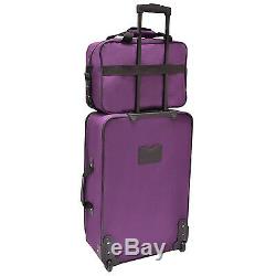 Travelers Choice Ultimate 5pc Purple Expand Luggage Tote Suitcase Travel Bag Set