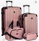 Travelers Club Midtown Hardside 4-piece Luggage Travel Set, Rose Gold -new