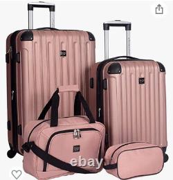Travelers Club Midtown Hardside 4-Piece Luggage Travel Set, Rose Gold -NEW