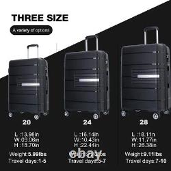 Travelhouse 3 Piece Luggage Set Hardside 20 24 28 TSA Lock, Spinner, Black