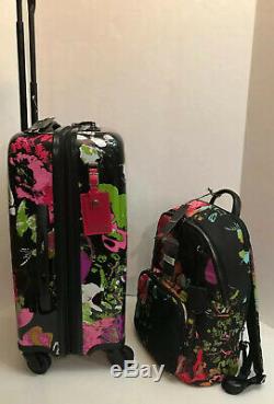 Tumi 2 PC Set V4 International Carry-On Luggage 4 Wheel Collage Floral Backpack