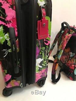 Tumi 2 PC Set V4 International Carry-On Luggage 4 Wheel Collage Floral Backpack