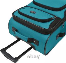 U. S. Traveler Rio Rugged Fabric Expandable Carry-on Luggage Set 4 Wheel, Teal