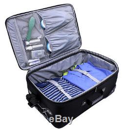 US Traveler Blue New Yorker 4-Piece Expandable Rolling Luggage Suitcase Tote Set
