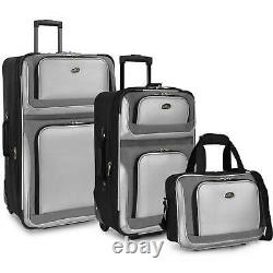 US Traveler Gray New Yorker 3-Piece Expandable Rolling Luggage Suitcase Bag Set