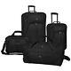 Us Traveler Oakton 4pc Black Rolling Luggage Suitcase Duffel Travel Tote Bag Set